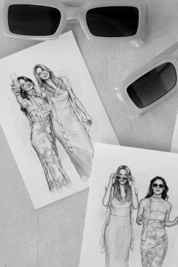 Watercolor photo booth art details