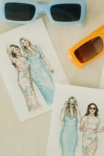 Artistic watercolor photo booth close-up